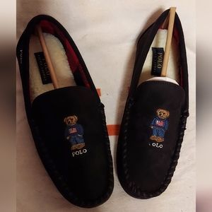 NIB-Ralph Lauren Polo Bear in Denim Outfit Loafers/Slippers-Navy-10D